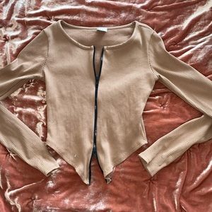 Tan Zipper Top